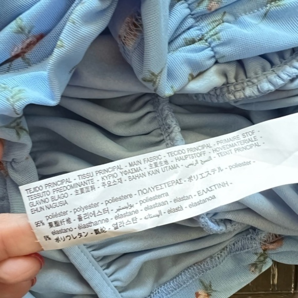 Zara Ruched All Around Blue Top - Picture 9 of 10